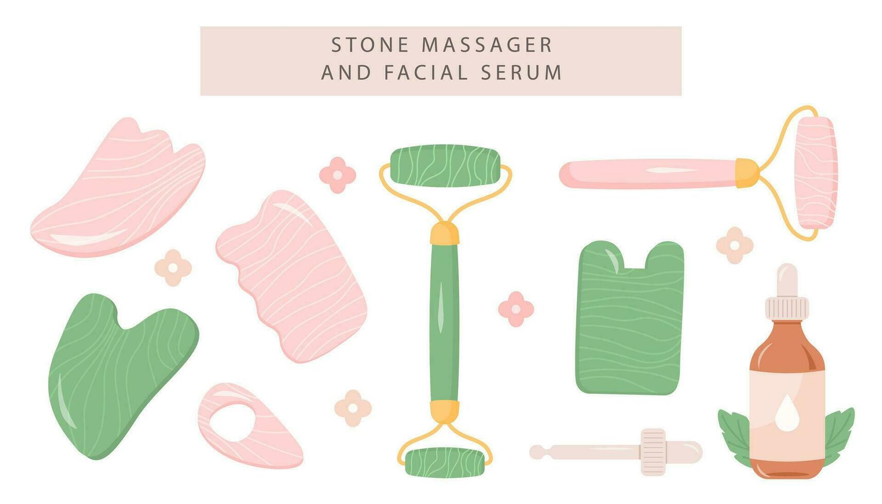 grande conjunto de gua sha raspado masaje herramienta. colección de diferente forma natural verde jade piedra preciosa. chino tradicional facial. acupuntura para cara yoga. de moda piel cuidado. vector plano estilo manojo.