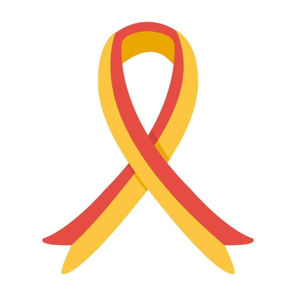 ribbon with Red and yellow stripes isolated on white. World Hepatitis Day on July 28. Vector illustration in flat cartoon style.