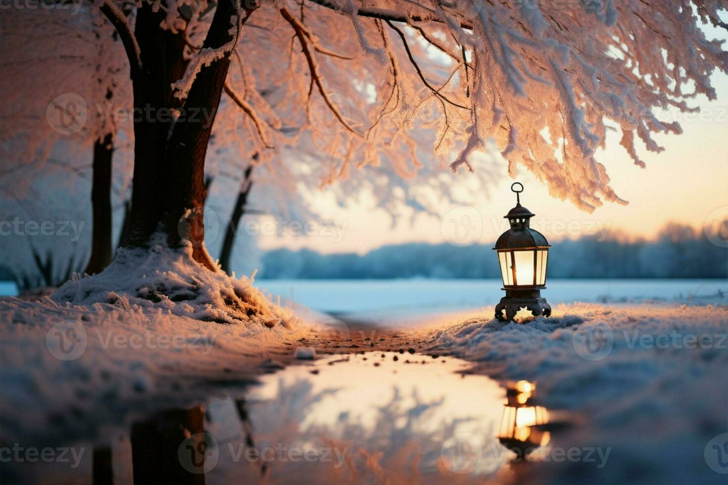 AI generated Winter magic morning coffee adds warmth to the enchanting winter morning photo