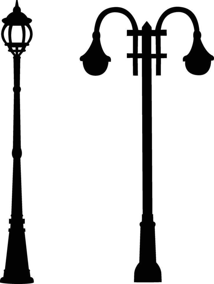 Lamp Posts Vector Silhouette