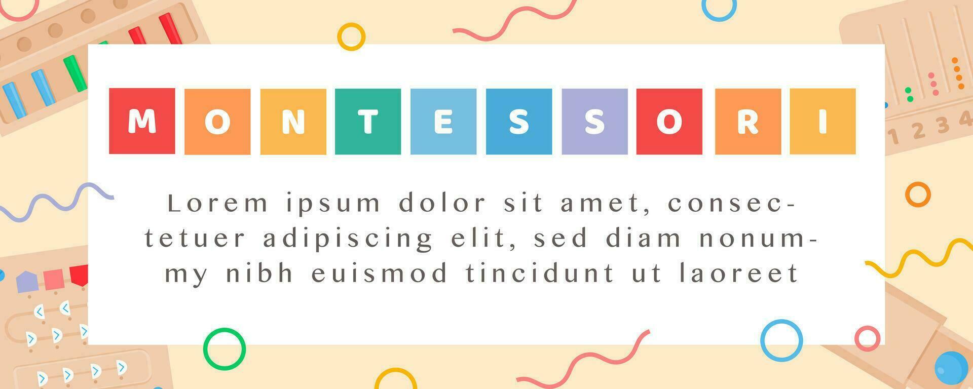 Vector Background with children wooden ecological educational logic toys, busy boards for preschool kids. Montessori school kindergarten system for early childhood development. Banner in flat style.