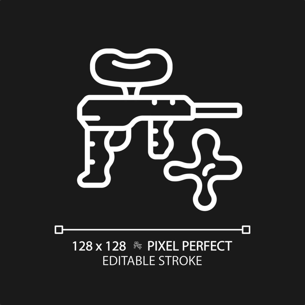 2D pixel perfect editable white paintball icon, isolated simple vector, thin line illustration representing weapons. vector