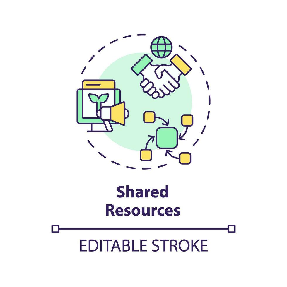 2D editable multicolor shared resources icon, creative isolated vector, thin line illustration representing agricultural clusters. vector