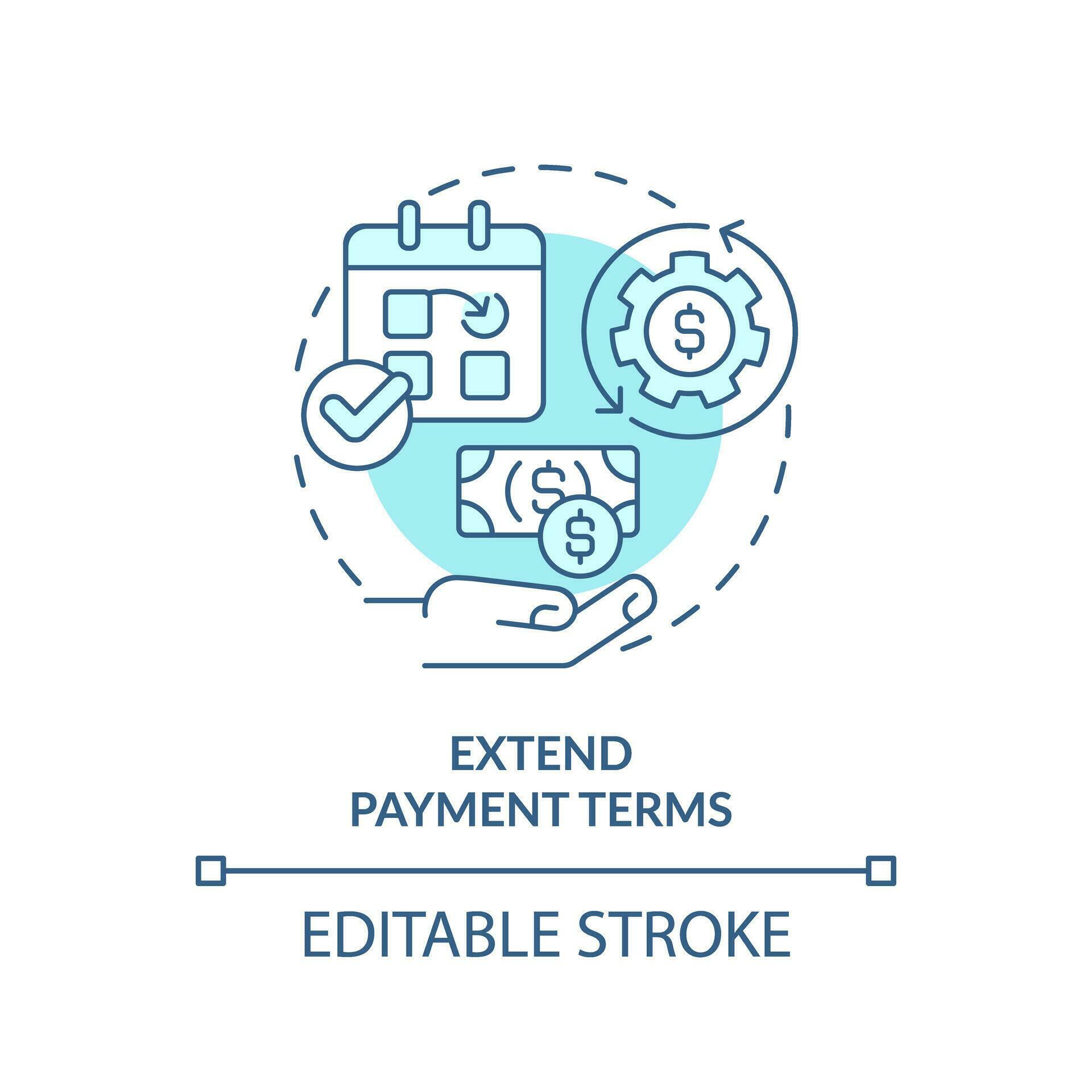 2D editable blue extend payment terms icon, monochromatic isolated
