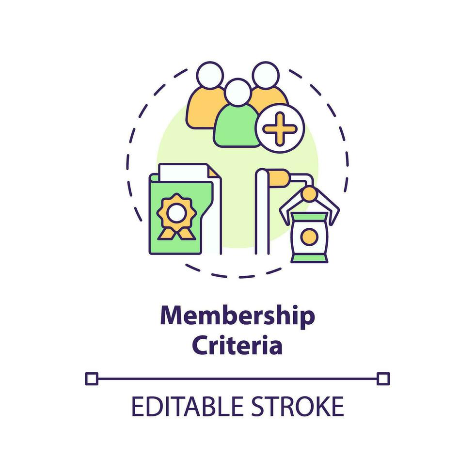 2D editable multicolor membership criteria icon, creative isolated vector, thin line illustration representing agricultural clusters. vector