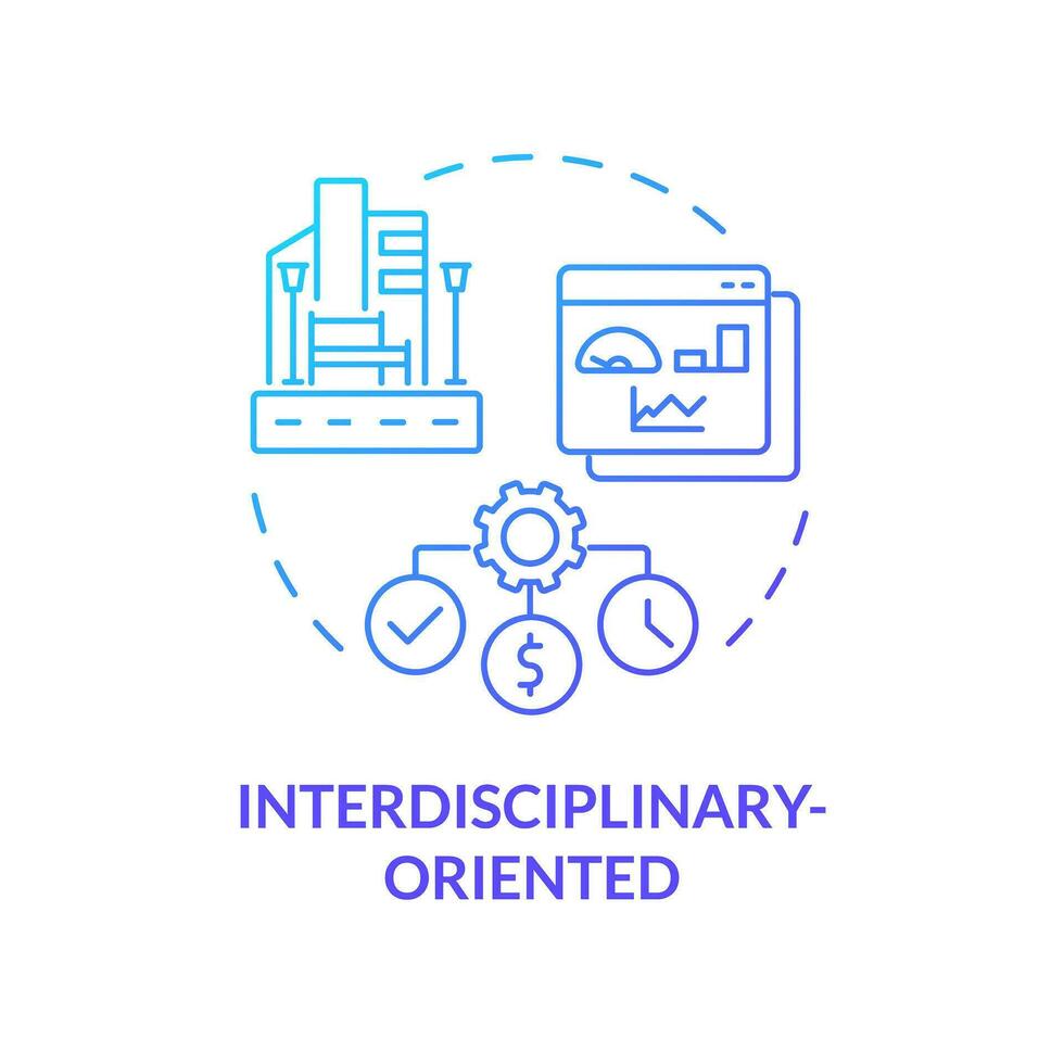 2D gradient interdisciplinary oriented icon, creative isolated vector, thin line illustration representing environmental psychology. vector