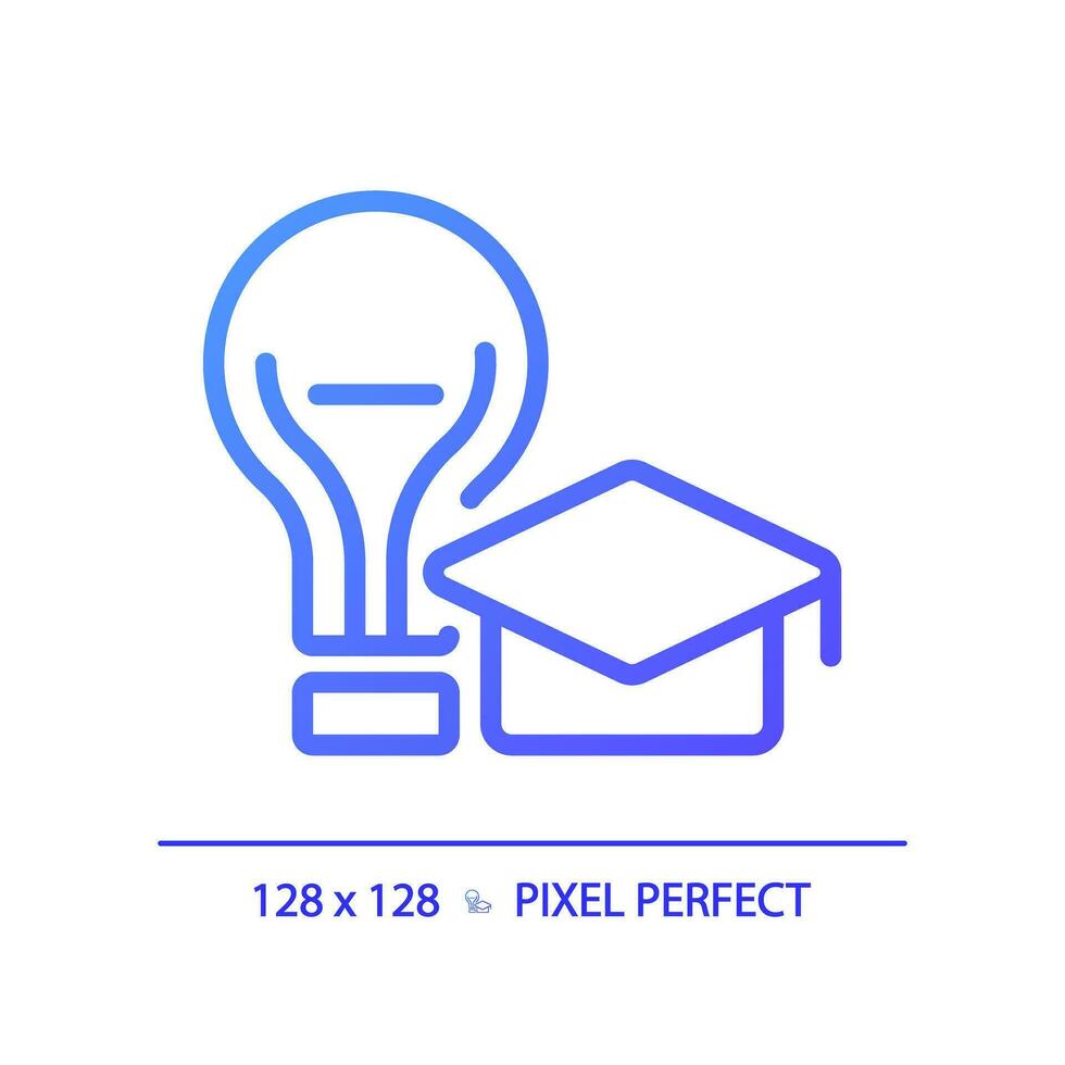2d píxel Perfecto degradado innovación icono, aislado vector, Delgado línea púrpura ilustración representando suave habilidades. vector