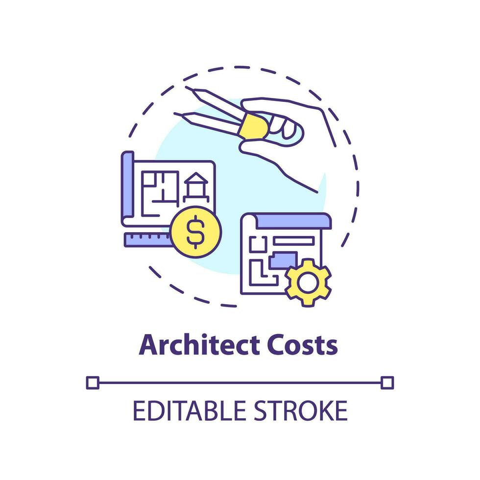2D editable multicolor architect costs icon, simple isolated vector, construction cost thin line illustration. vector