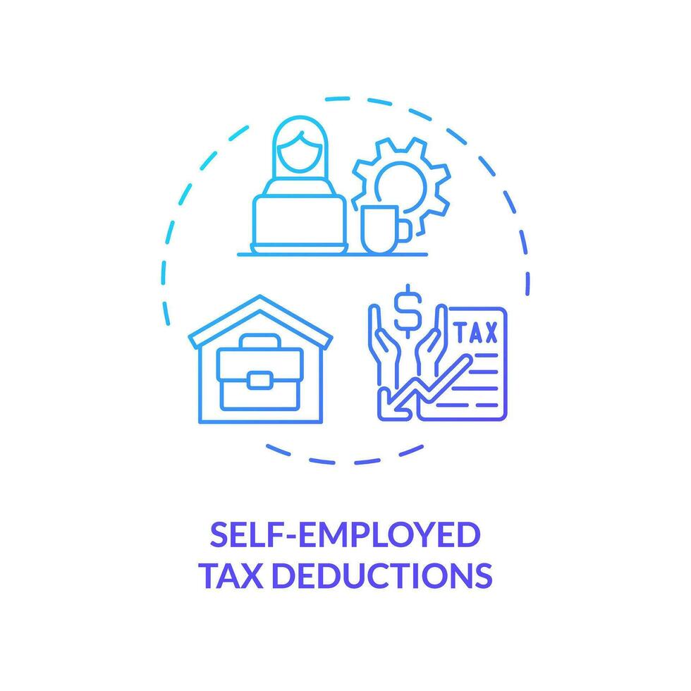 Self-employed tax deduction blue gradient concept icon. Reduce taxable income. Tax relief. Financial benefit. Round shape line illustration. Abstract idea. Graphic design. Easy to use in article vector