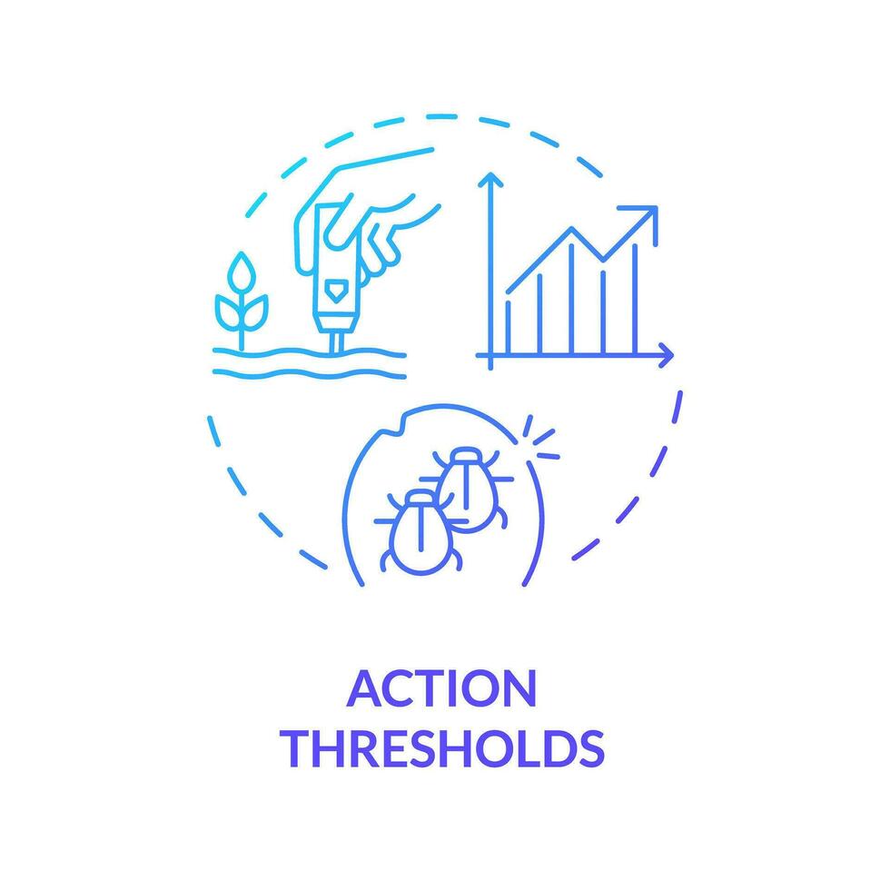 2D gradient action thresholds icon, isolated vector, integrated pest management thin line illustration. vector