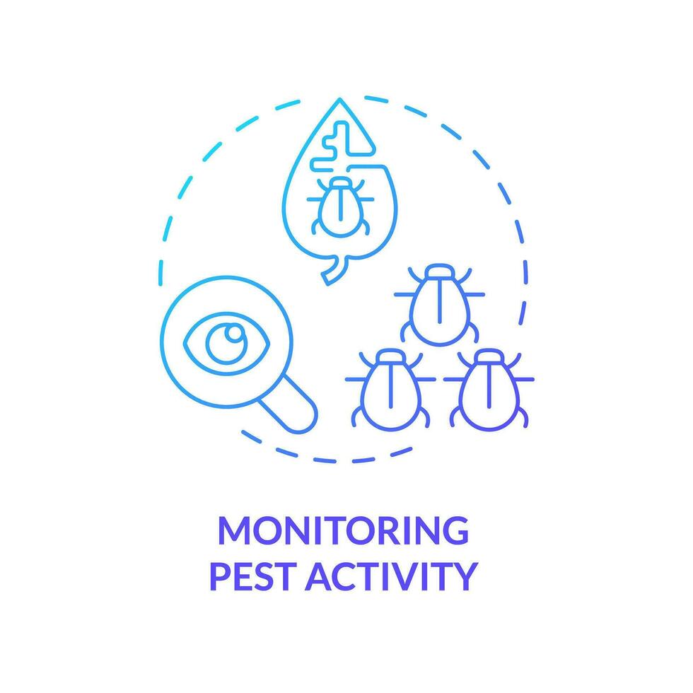 2D gradient monitoring pest activity icon, isolated vector, integrated pest management thin line illustration. vector