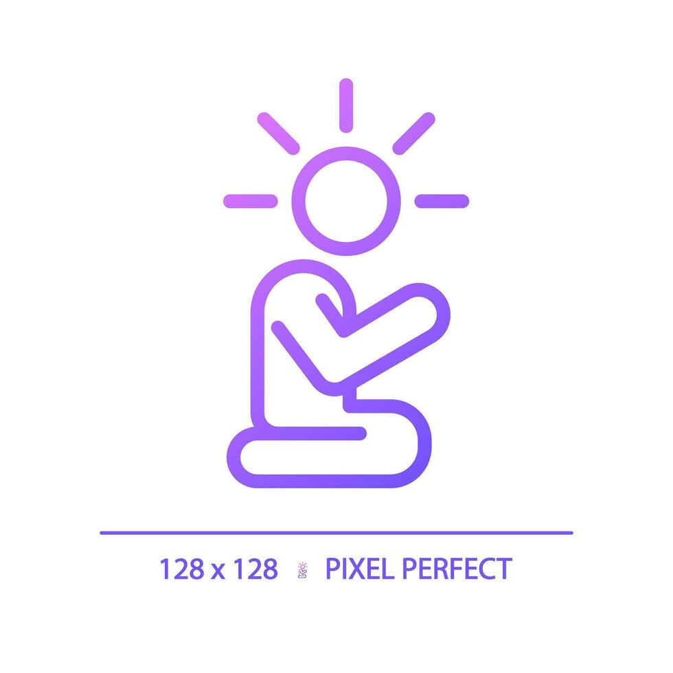 2D pixel perfect gradient relief icon, isolated vector, thin line purple illustration representing psychology. vector