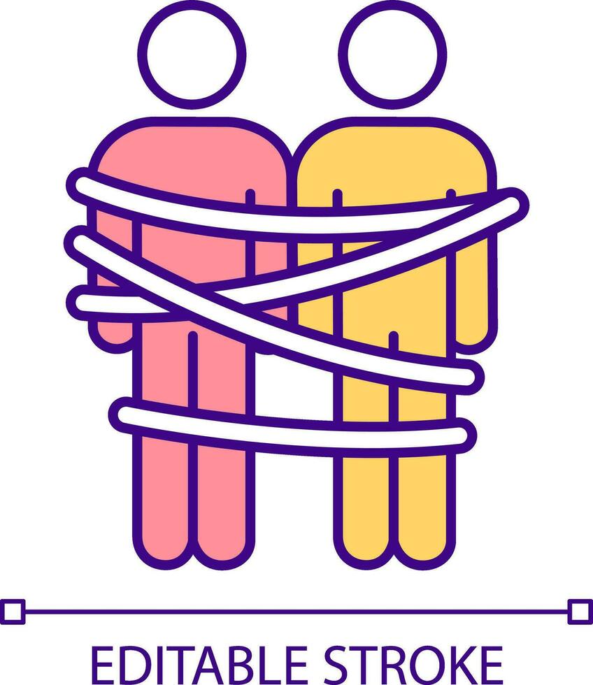 2D editable relationships with addicts icon representing codependent relationship, isolated vector, multicolor thin line illustration. vector