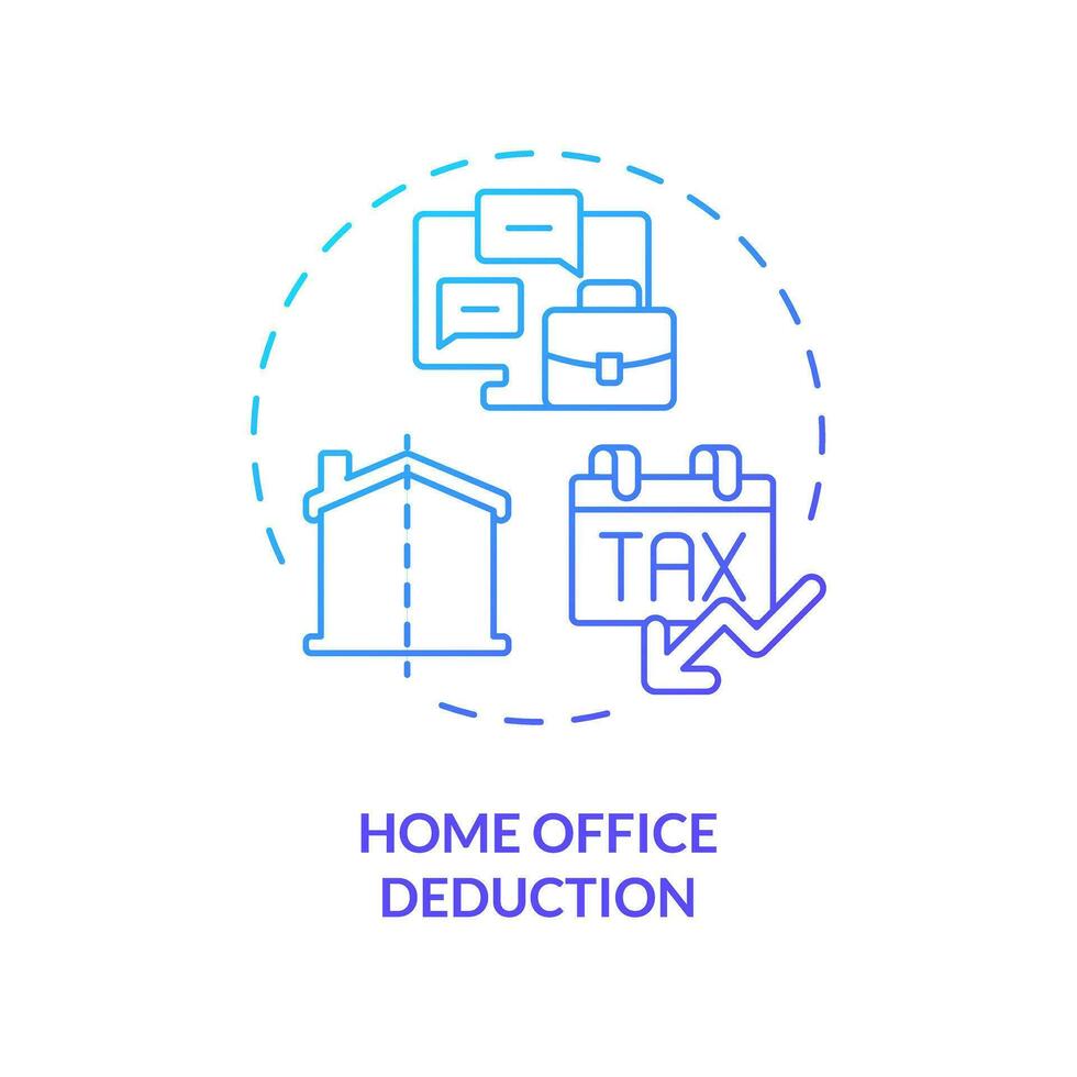 Home office deduction blue gradient concept icon. Work from home. Tax relief. Type of financial benefit. Round shape line illustration. Abstract idea. Graphic design. Easy to use in blog post vector