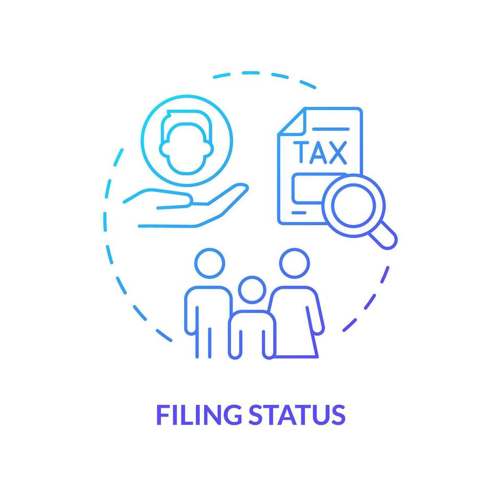 Filing status blue gradient concept icon. Determine eligibility for financial benefit. Criteria for taxpayers. Round shape line illustration. Abstract idea. Graphic design. Easy to use in blog post vector