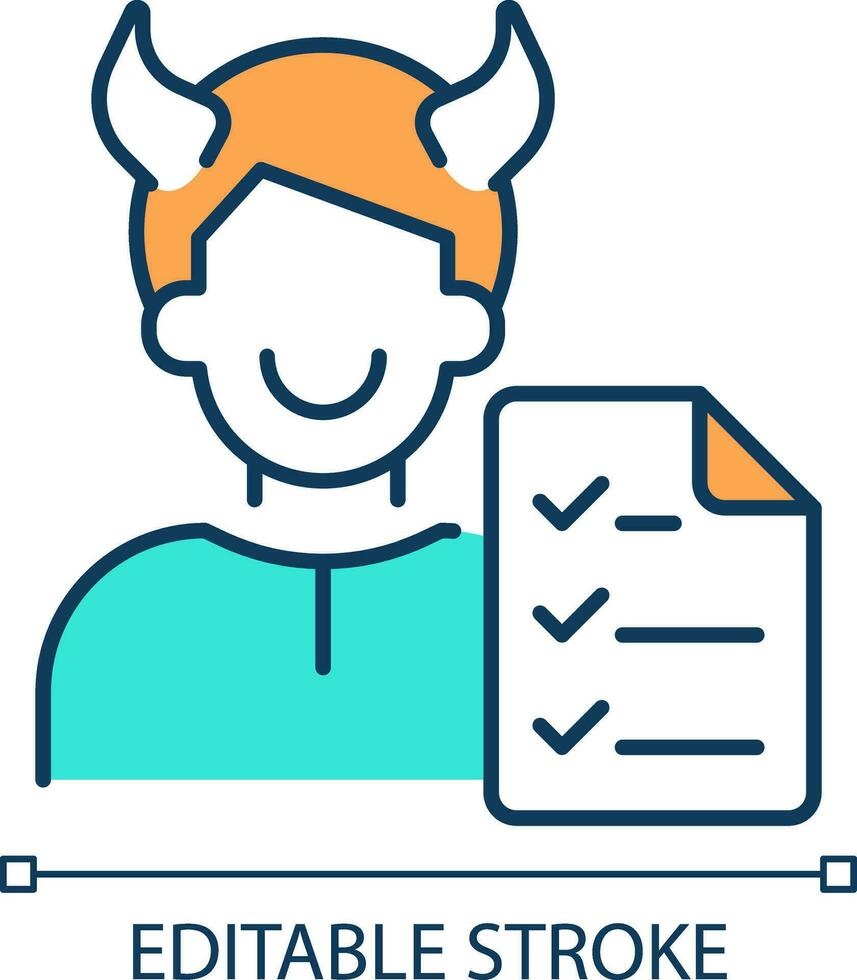 2D editable malicious compliance icon representing workplace trends, isolated simple vector, thin linear illustration. vector