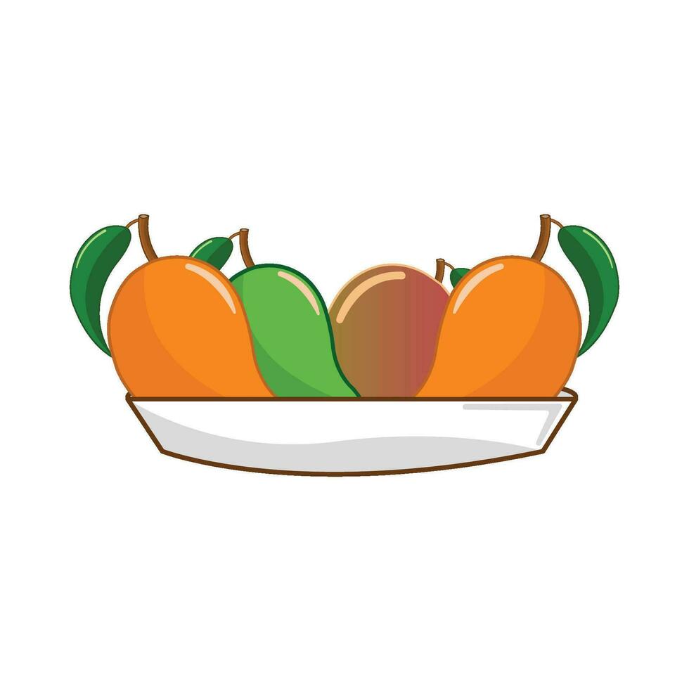 mango in plate illustration vector