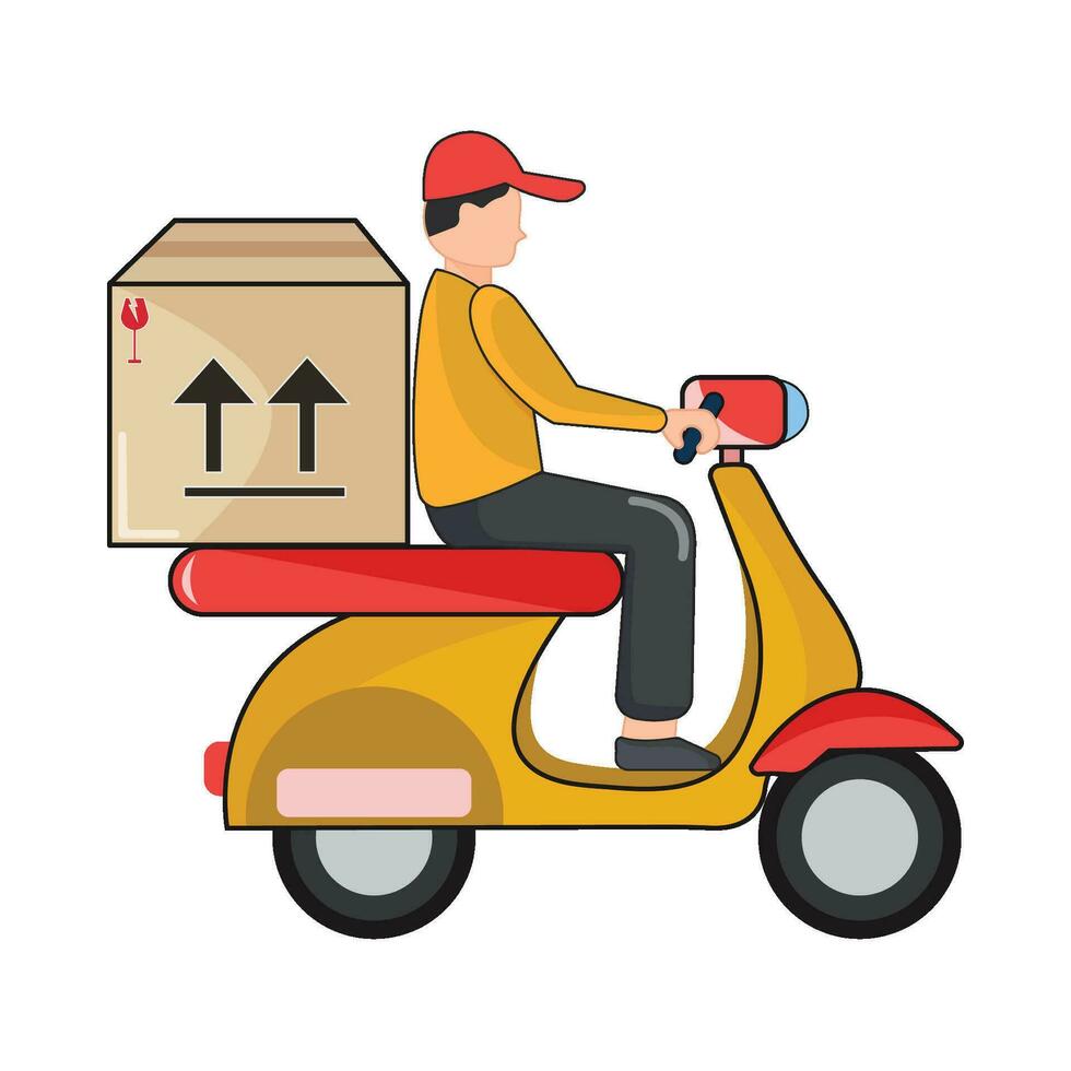 box in motorbike delivery illustration vector