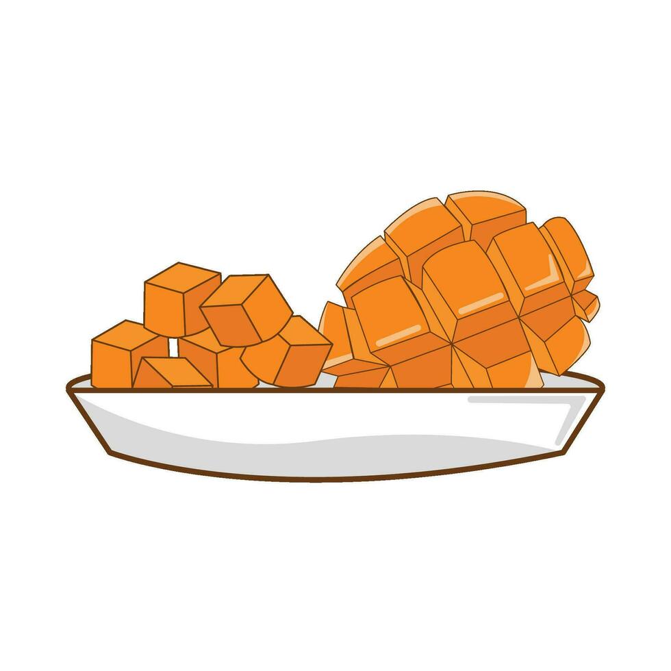 mango rebanada en plato ilustración vector