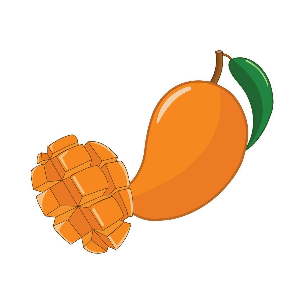mango slice with mango fruit illustration vector