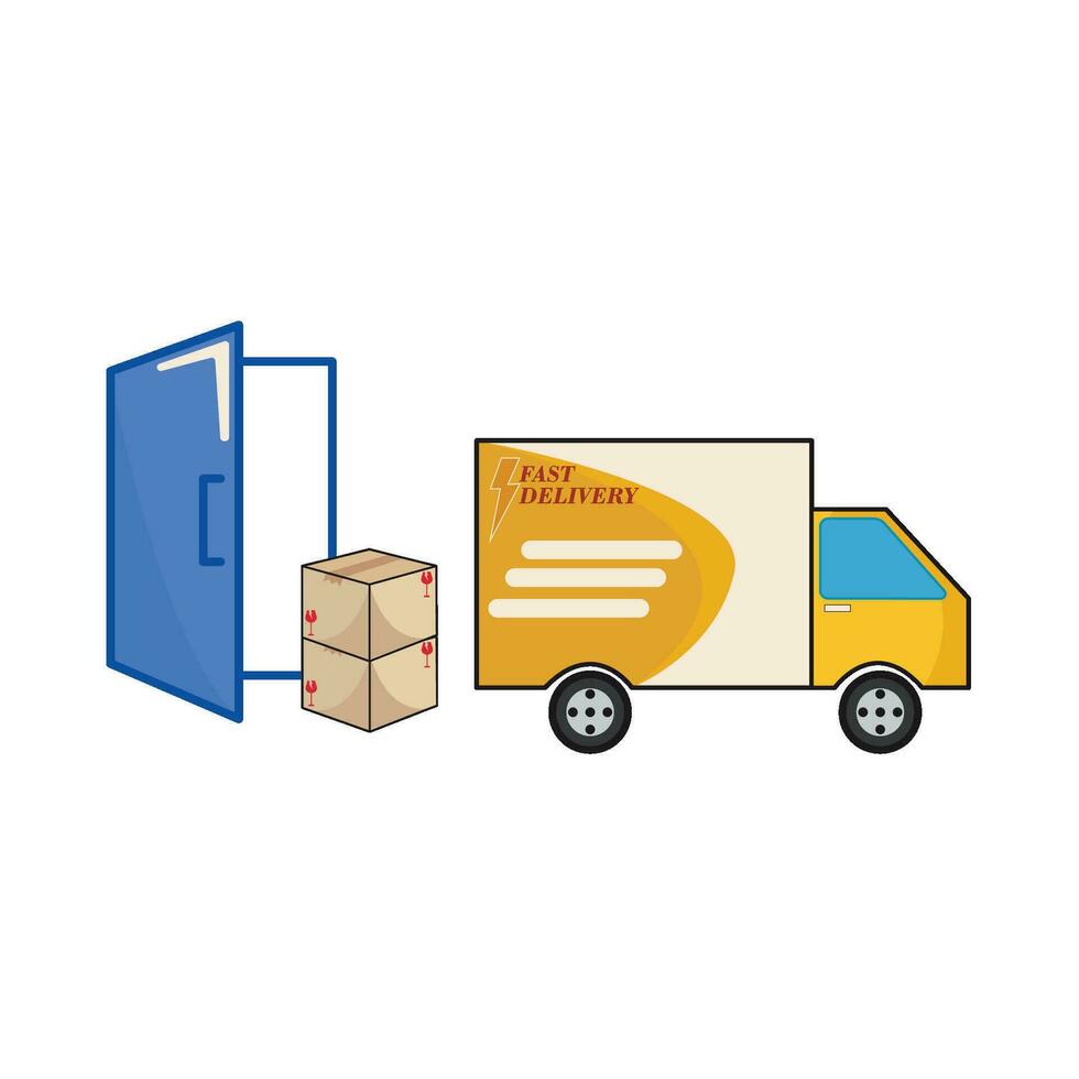 truck pick up, box delivery in customer home vector