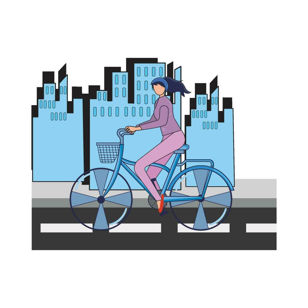 playing bicycle in city illustration vector