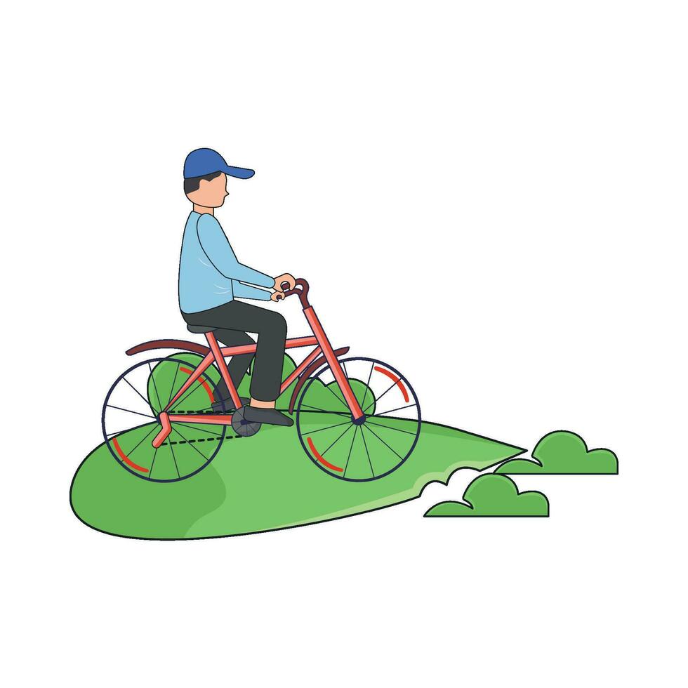 jugando bicicleta en jardín ilustración vector