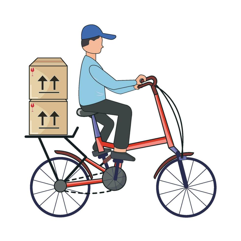 delivery playing bicycle illustration vector