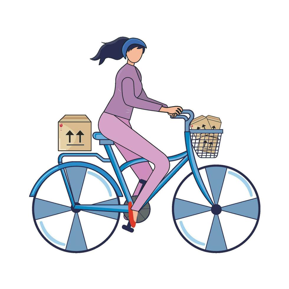 delivery playing bicycle illustration vector