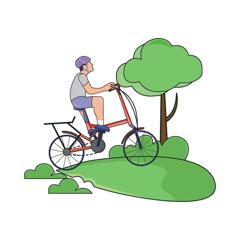 playing bicycle in garden illustration vector