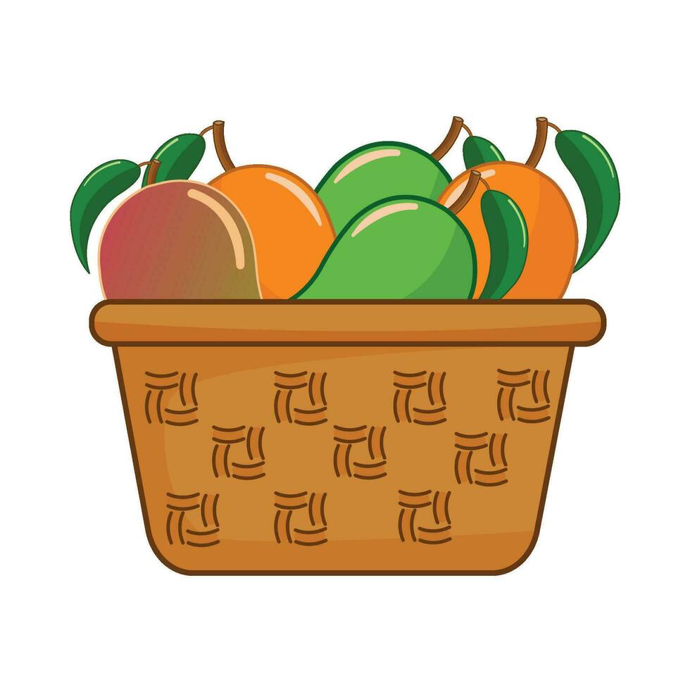 mango fruit in basket illustration vector
