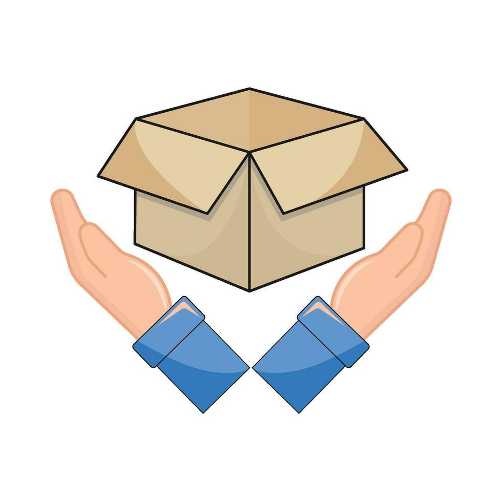 caja entrega en mano ilustración vector