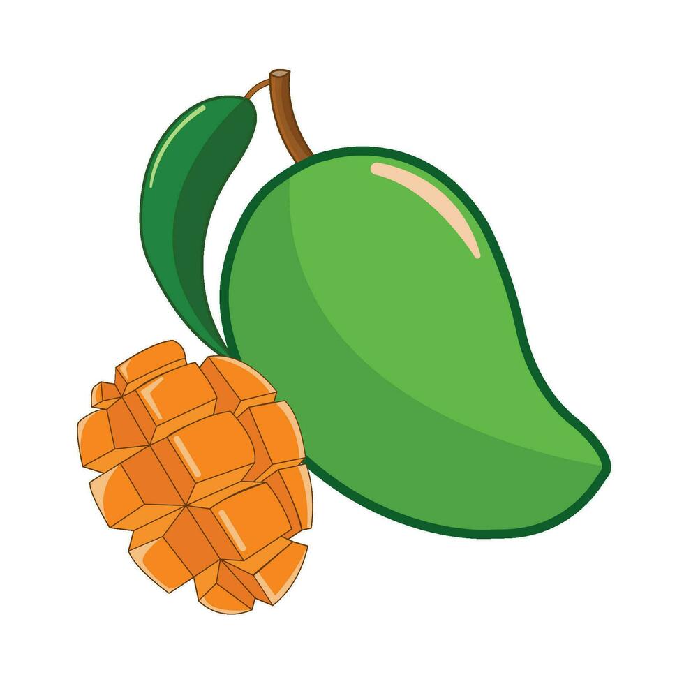 mango slice with mango fruit illustration vector