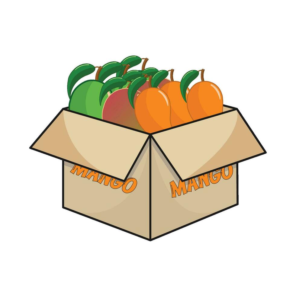 mango in box illustration vector