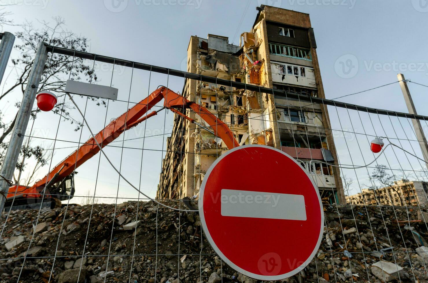 destroyed and burned houses in the city Russia Ukraine war photo