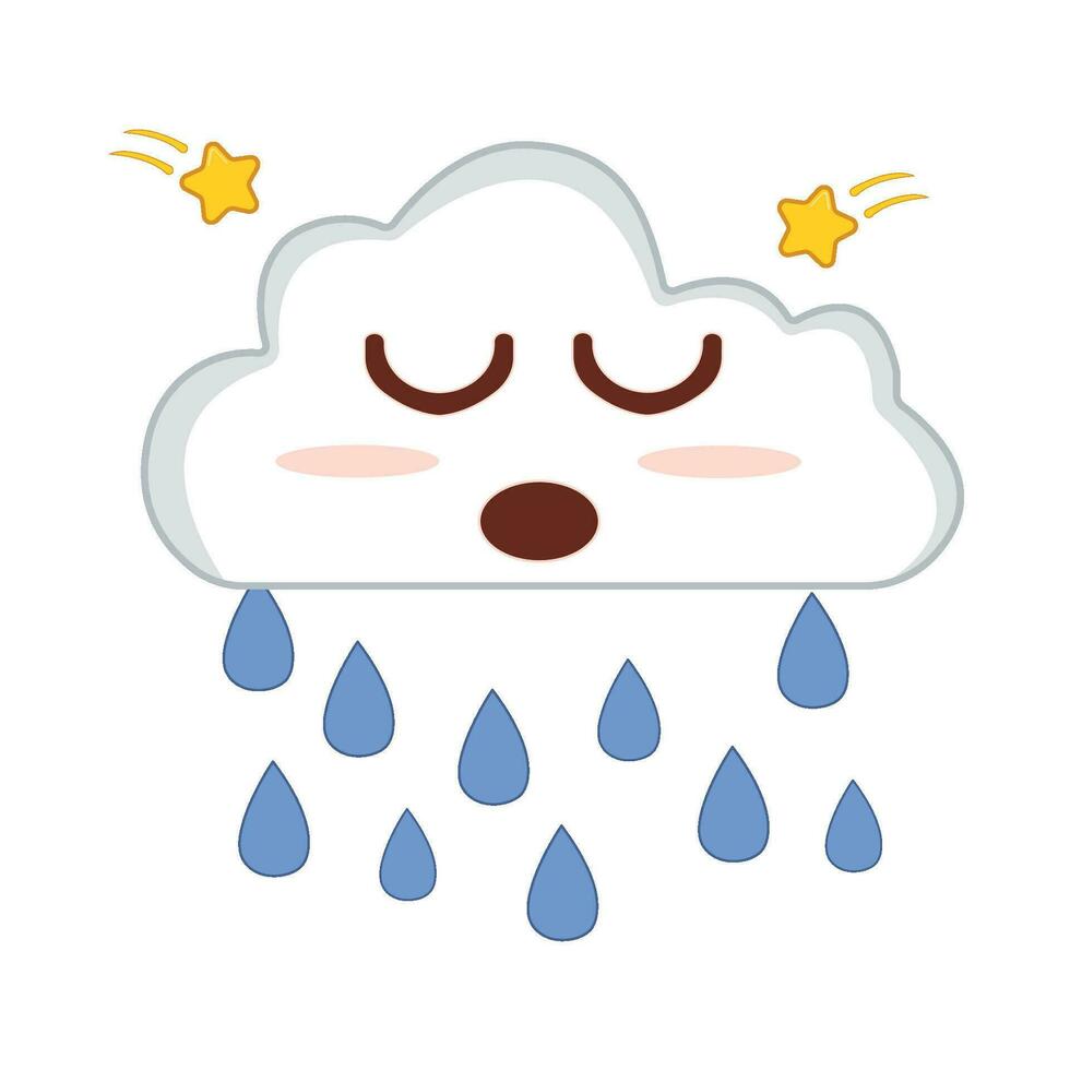 cloud rain with star  character illustration vector