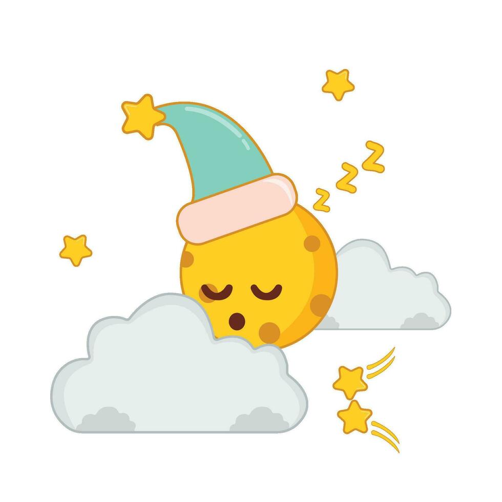 cloud, star  with moon character illustration vector
