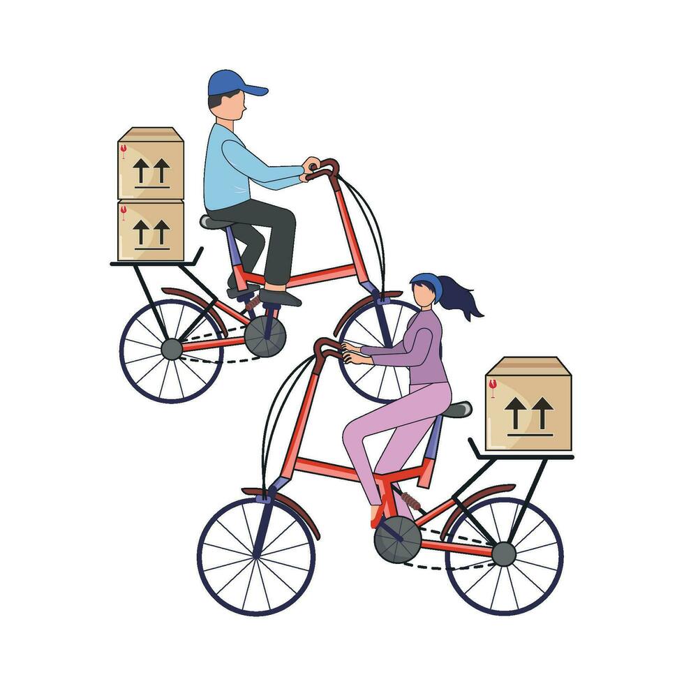 delivery playing bicycle illustration vector