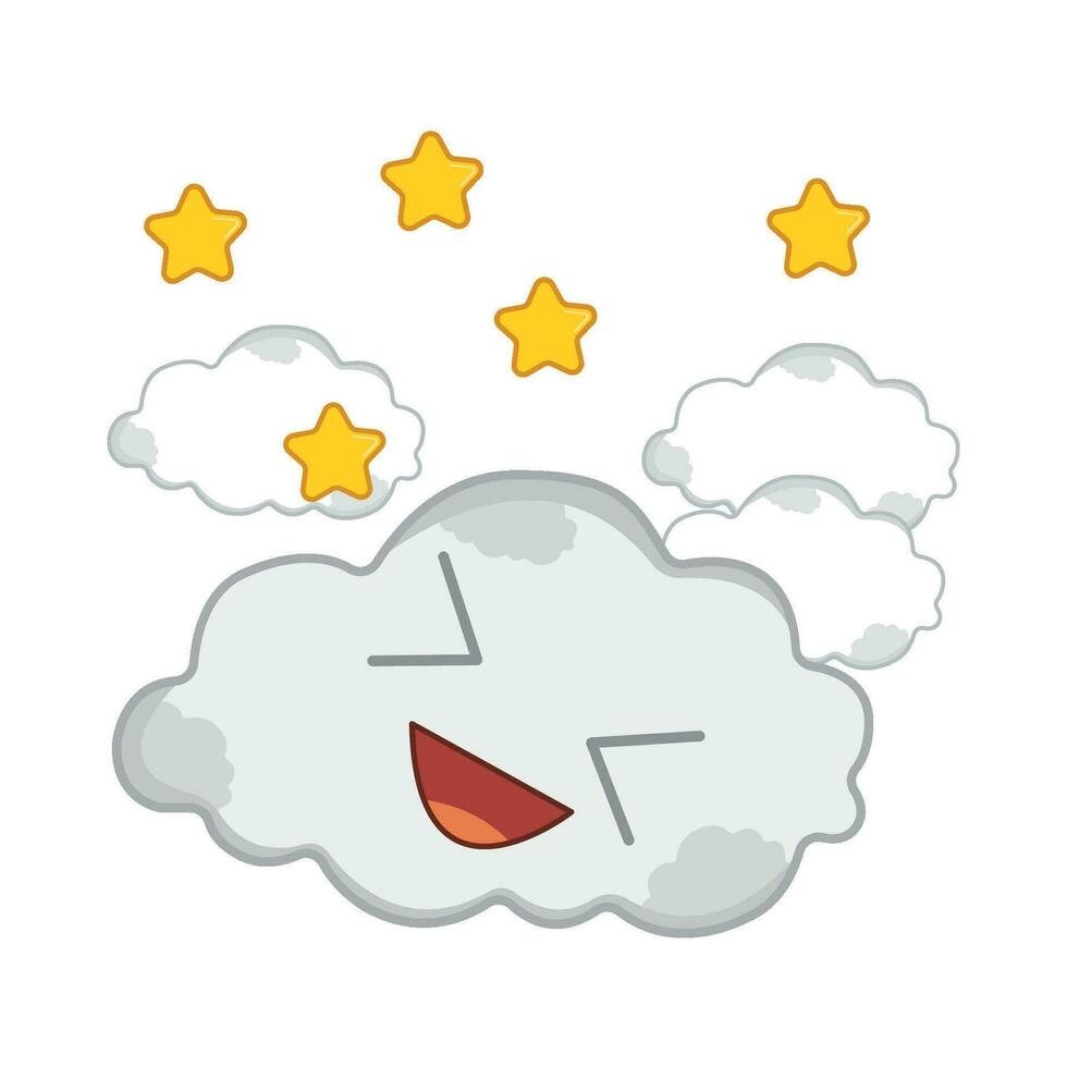 cloud with star character illustration vector