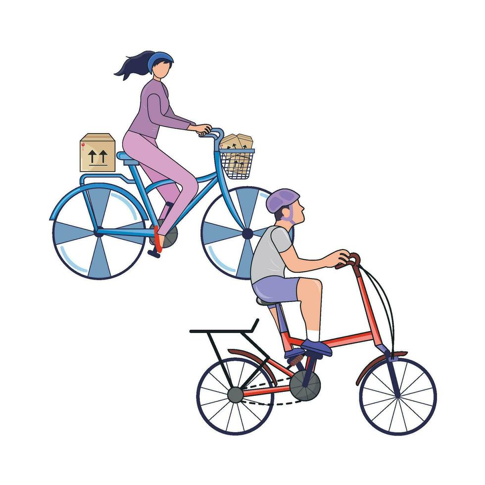 delivery playing bicycle illustration vector