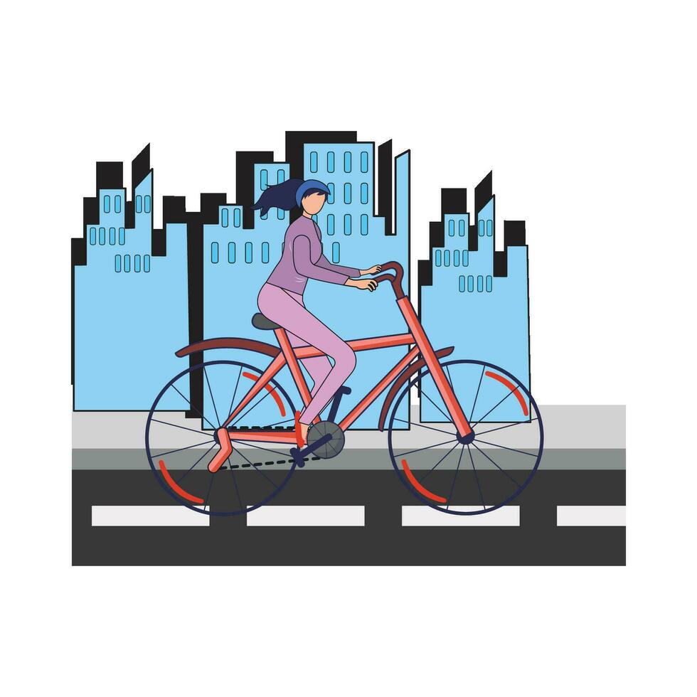 playing bicycle in city illustration vector