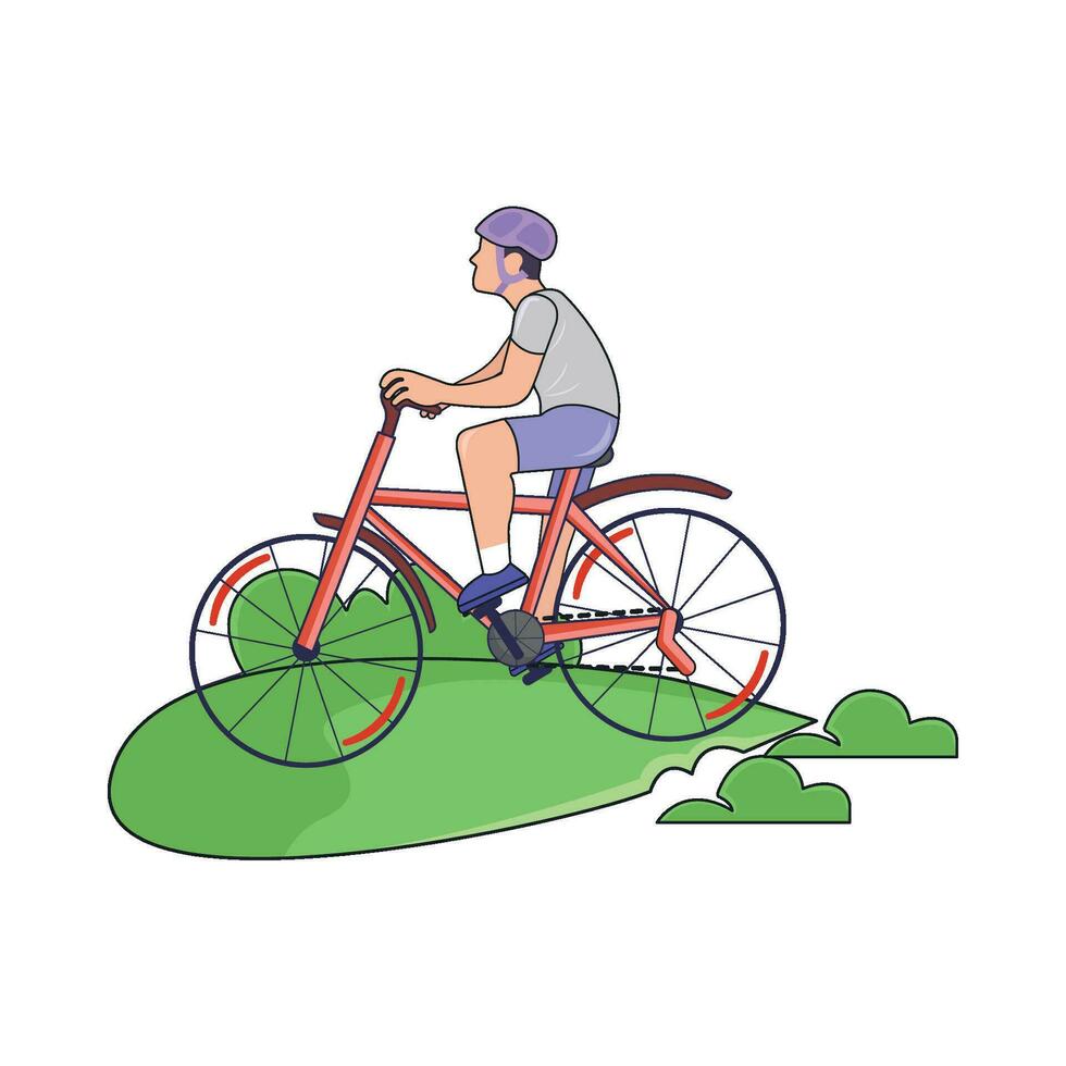 playing bicycle in garden illustration vector