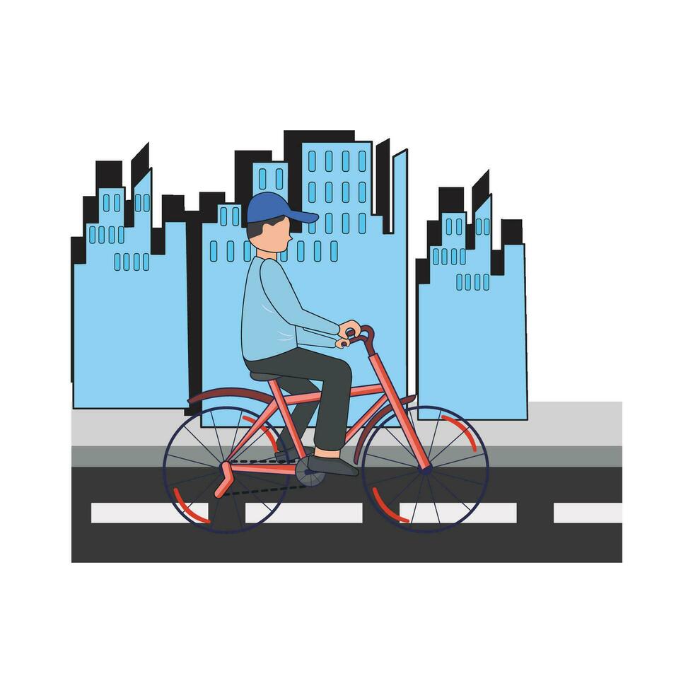 jugando bicicleta en ciudad ilustración vector