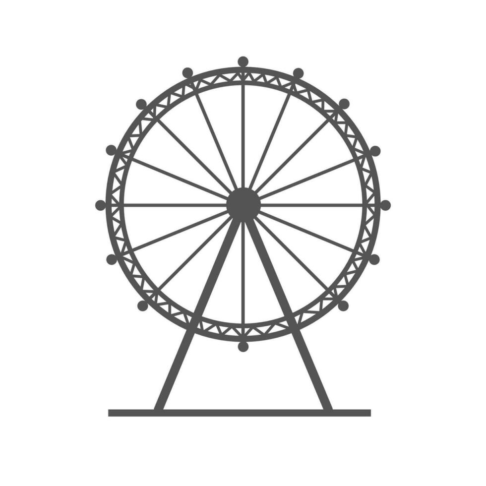 London Eye, popular tourist destination. Big ferris wheel of England. Famous Great Britain sight isolated flat vector illustration.