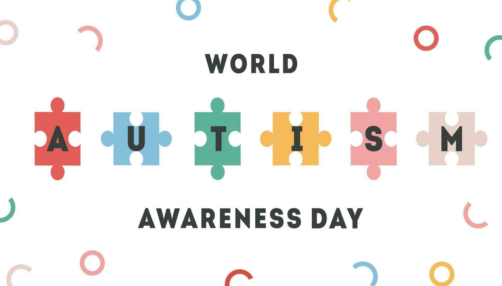 International Autism Awareness Day Banner. Colorful puzzle pieces. Jigsaw mosaic as symbol of child with Autism disorder. Medical concept. Campaign for autistic children. Vector Illustration. Poster.