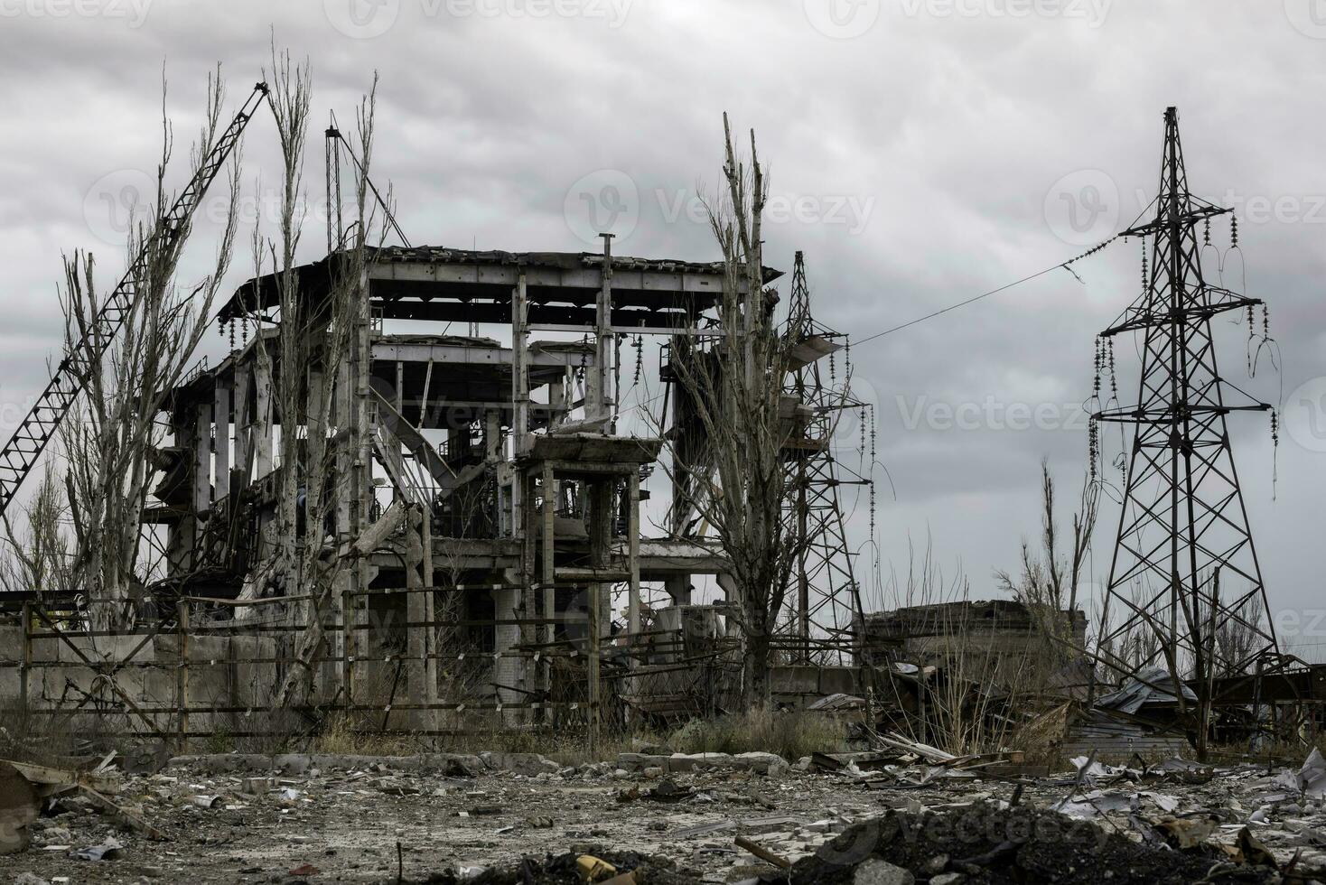 destroyed buildings of the workshop of the Azovstal plant in Mariupol Ukraine photo