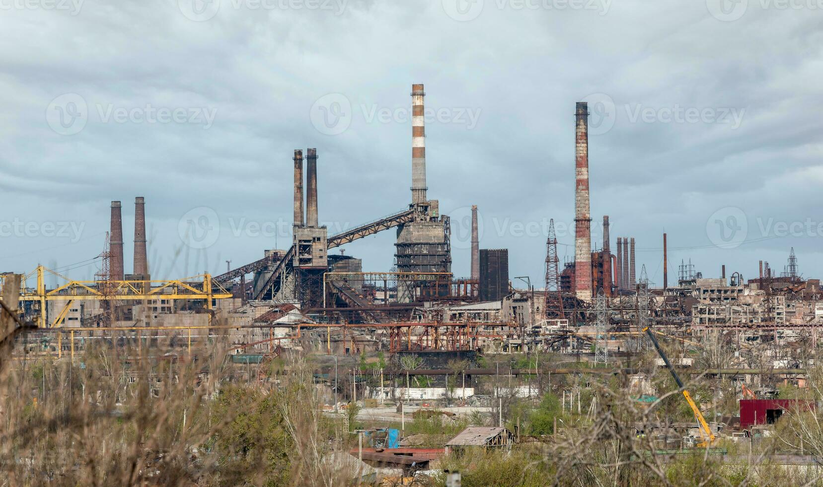destroyed buildings of the workshop of the Azovstal plant in Mariupol Ukraine photo