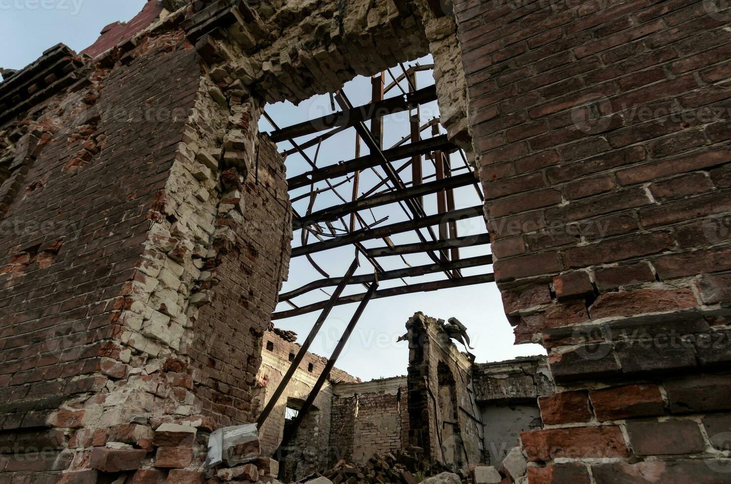 inside a damaged house in Ukraine photo