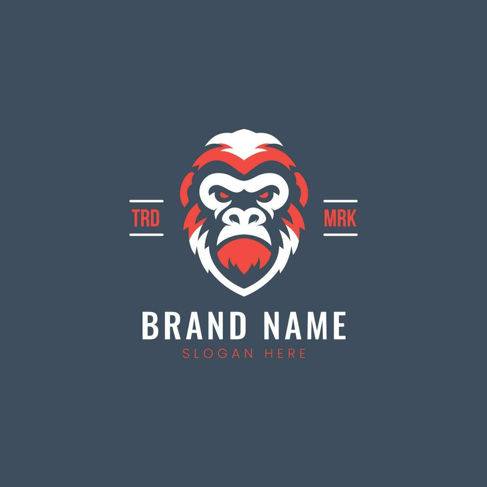 Vintage gorilla mascot vector logo design. Retro minimalist monkey head illustration as company brand identity. Vector illustration.