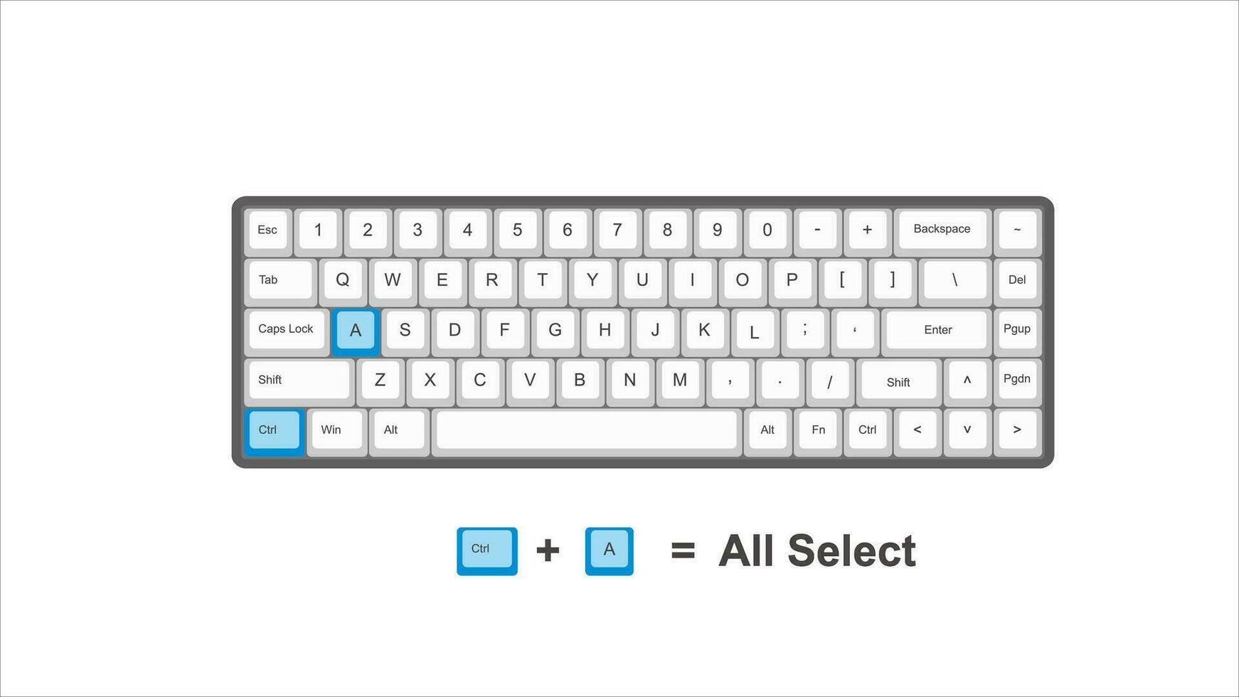 vector controlar control un todas Seleccione - teclado atajos - ventanas con teclado blanco y azul ilustración y transparente antecedentes aislado